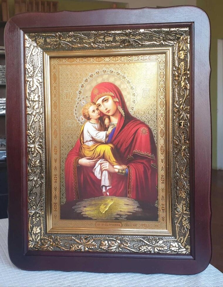 Ікона Божої Матері Почаївська, кіот 32x42см від компанії Церковна крамниця "Покрова" - церковне начиння - фото 1