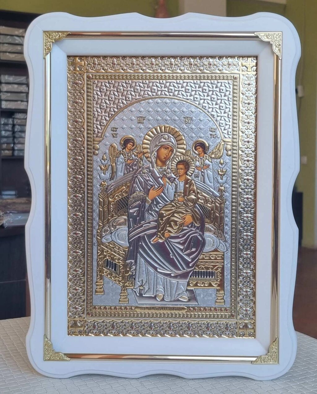 Ікона Божої Матері Всецариця під срібло 37*27см від компанії Церковна крамниця "Покрова" - церковне начиння - фото 1