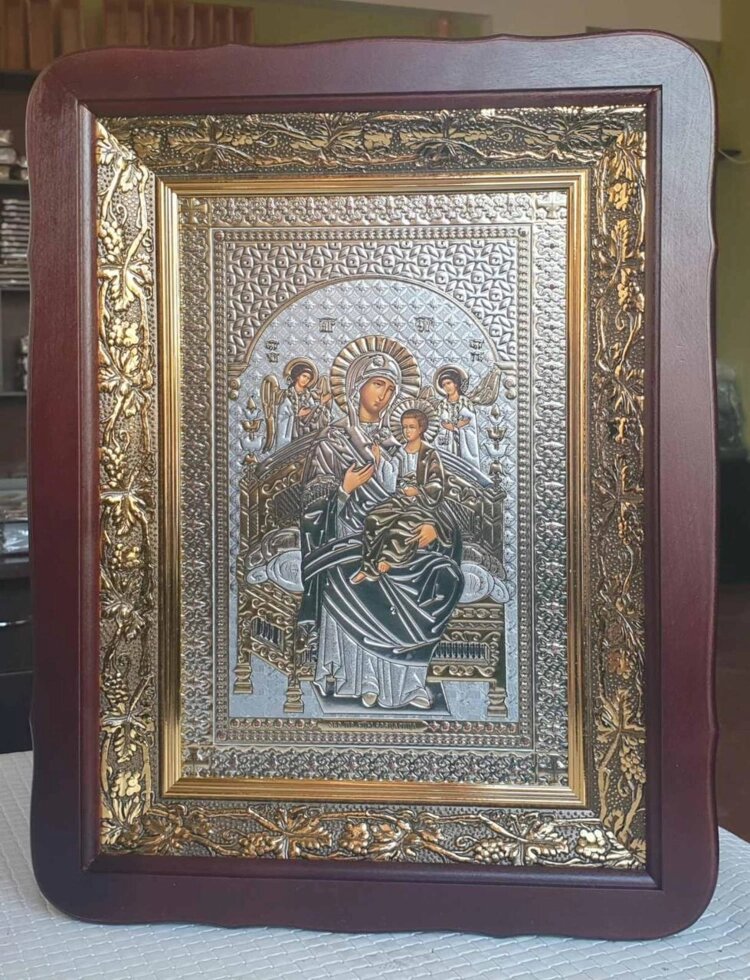 Ікона Божої Матері Всецариця під срібло, кіот 32x42см від компанії Церковна крамниця "Покрова" - церковне начиння - фото 1