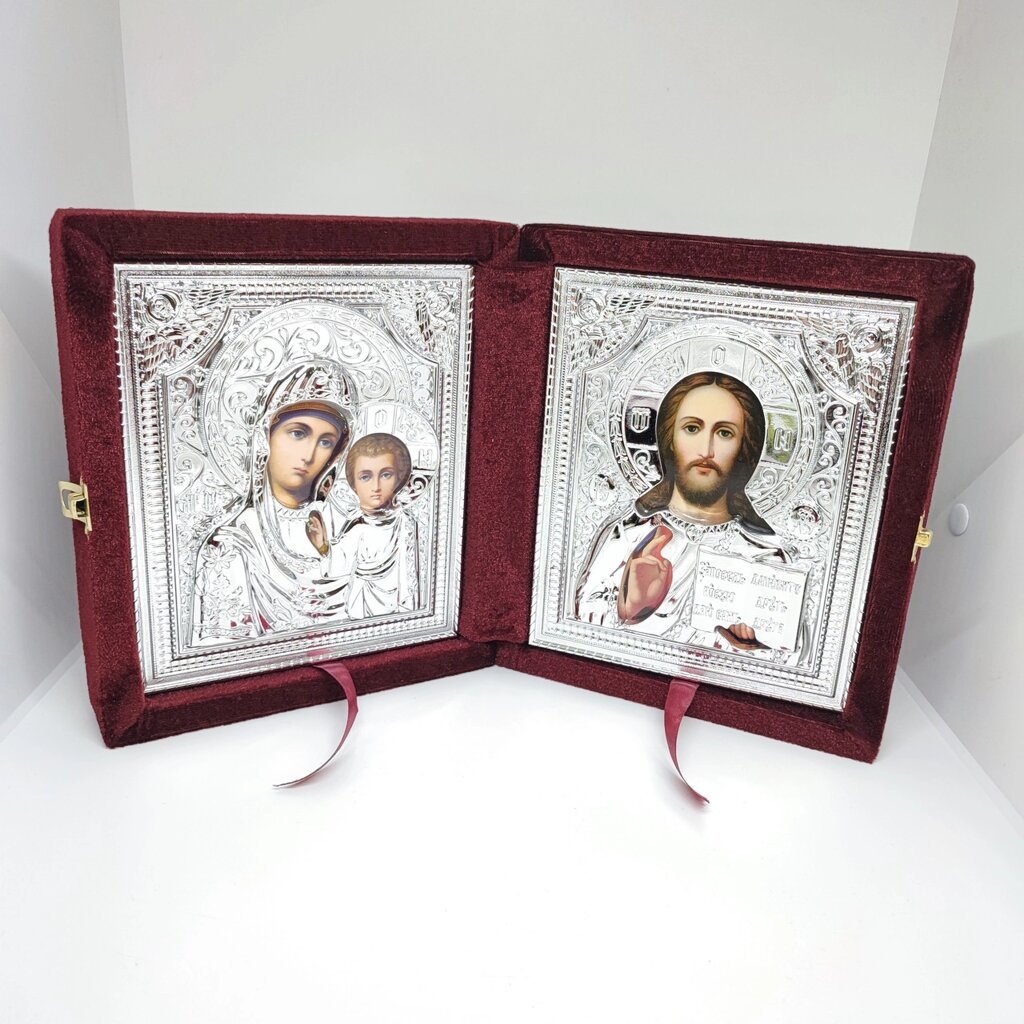 Ікона двійник Святих під срібло (пара) від компанії Церковна крамниця "Покрова" - церковне начиння - фото 1