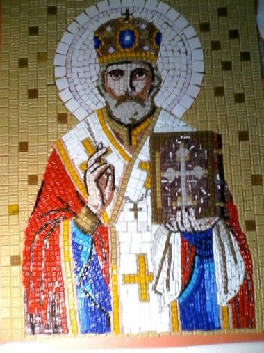 Ікона Миколая Чудотворця з мозаїки для храму від компанії Церковна крамниця "Покрова" - церковне начиння - фото 1