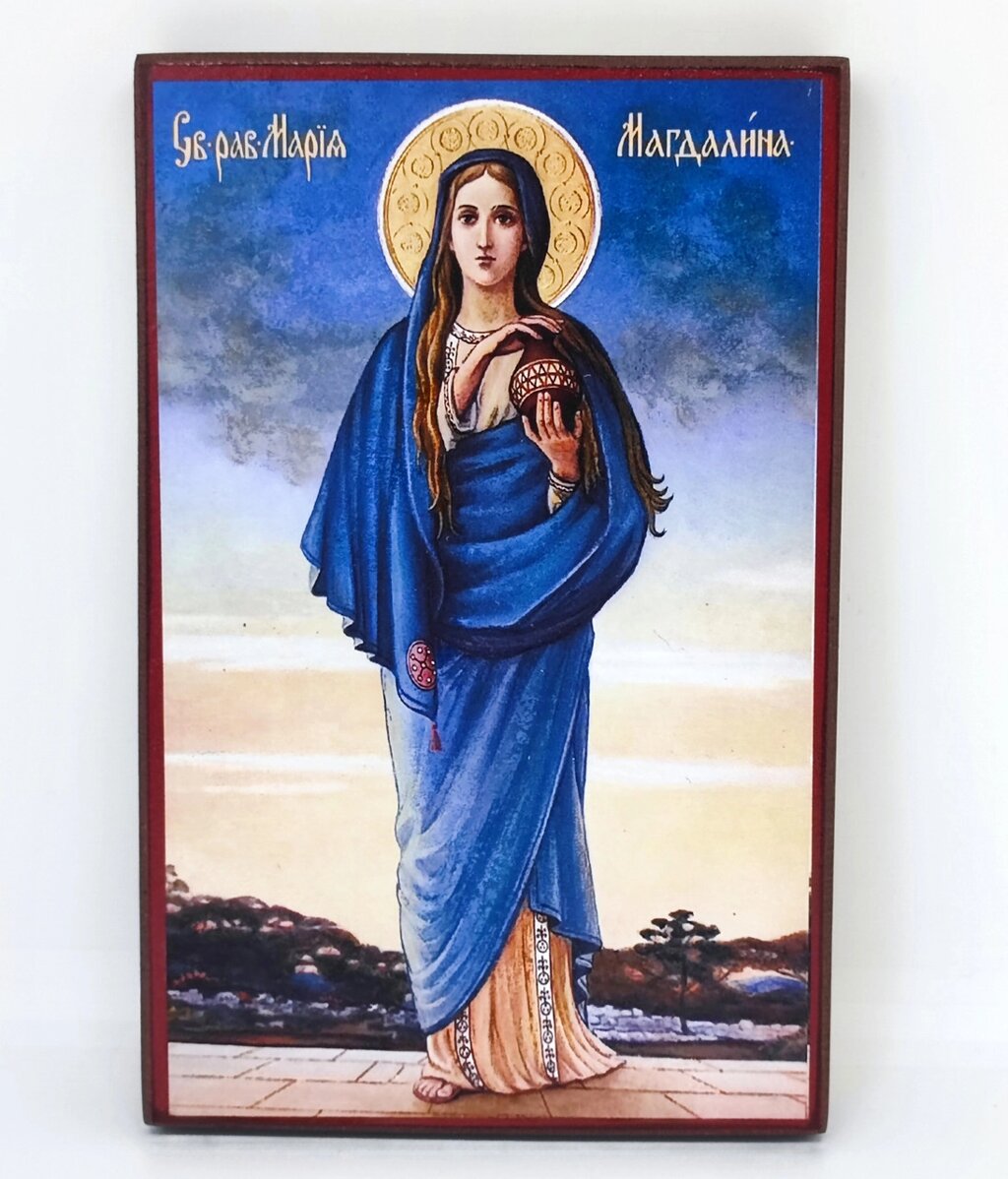 Ікона на дереві "Свята Марія Магдалина" 16x12 см від компанії Церковна крамниця "Покрова" - церковне начиння - фото 1