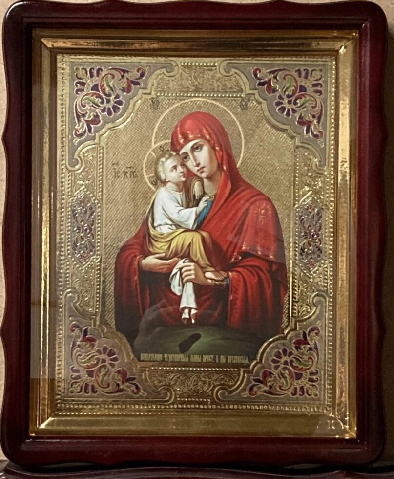 Ікона "Почаївська" Пресвятої Богородиці з емаллю 40*35см від компанії Церковна крамниця "Покрова" - церковне начиння - фото 1