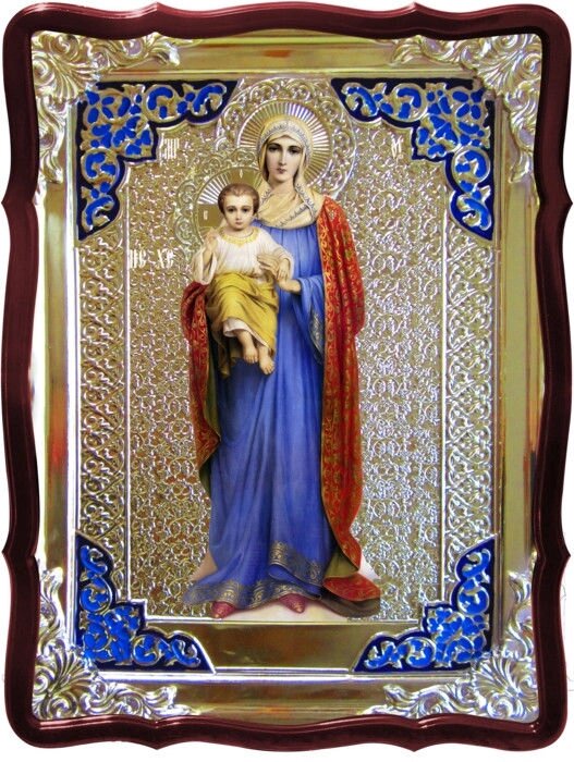 Ікона Пресвятої Богородиці Благодатне небо з емаллю від компанії Церковна крамниця "Покрова" - церковне начиння - фото 1