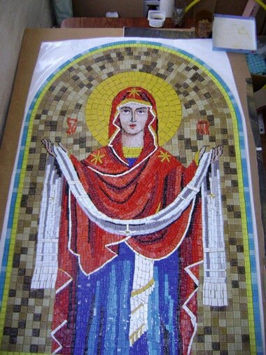 Ікона Пресвятої Богородиці Покрови в мозаїці від компанії Церковна крамниця "Покрова" - церковне начиння - фото 1