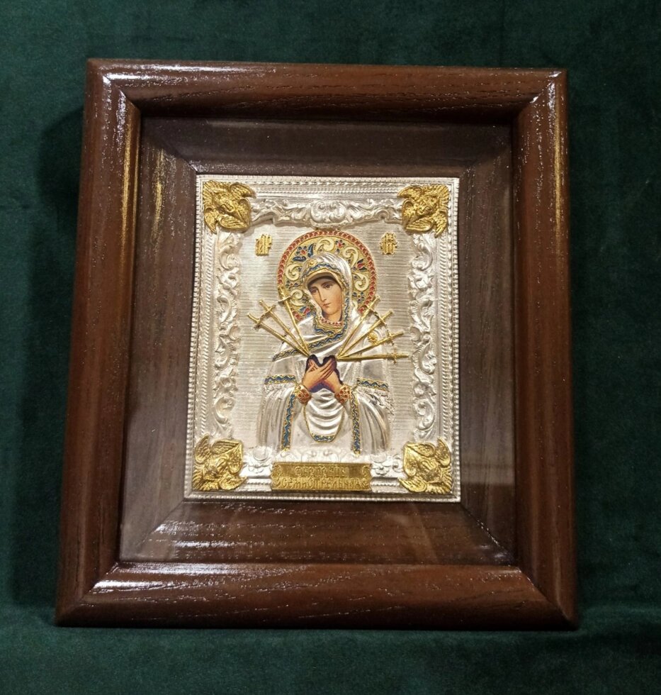 Ікона Пресвятої Богородиці "Семистрільна" 20,5*18 см від компанії Церковна крамниця "Покрова" - церковне начиння - фото 1