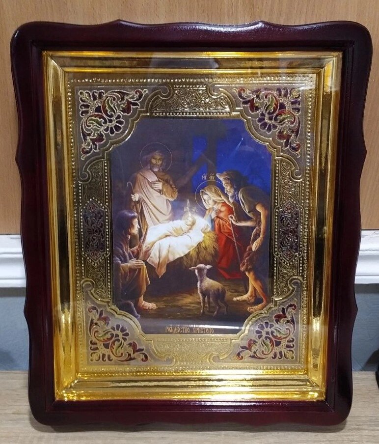 Ікона Різдво Христове з емаллю 40х35см від компанії Церковна крамниця "Покрова" - церковне начиння - фото 1