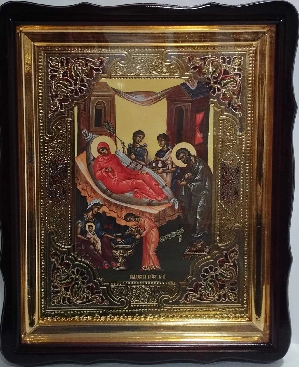 Ікона Різдво Пресвятої Богородиці з емаллю 40*35см від компанії Церковна крамниця "Покрова" - церковне начиння - фото 1