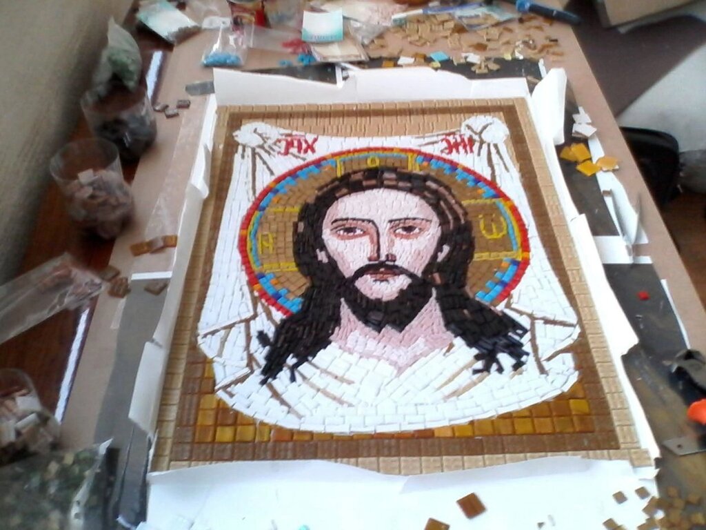 Ікона Спасителя з мозаїки для храму від компанії Церковна крамниця "Покрова" - церковне начиння - фото 1