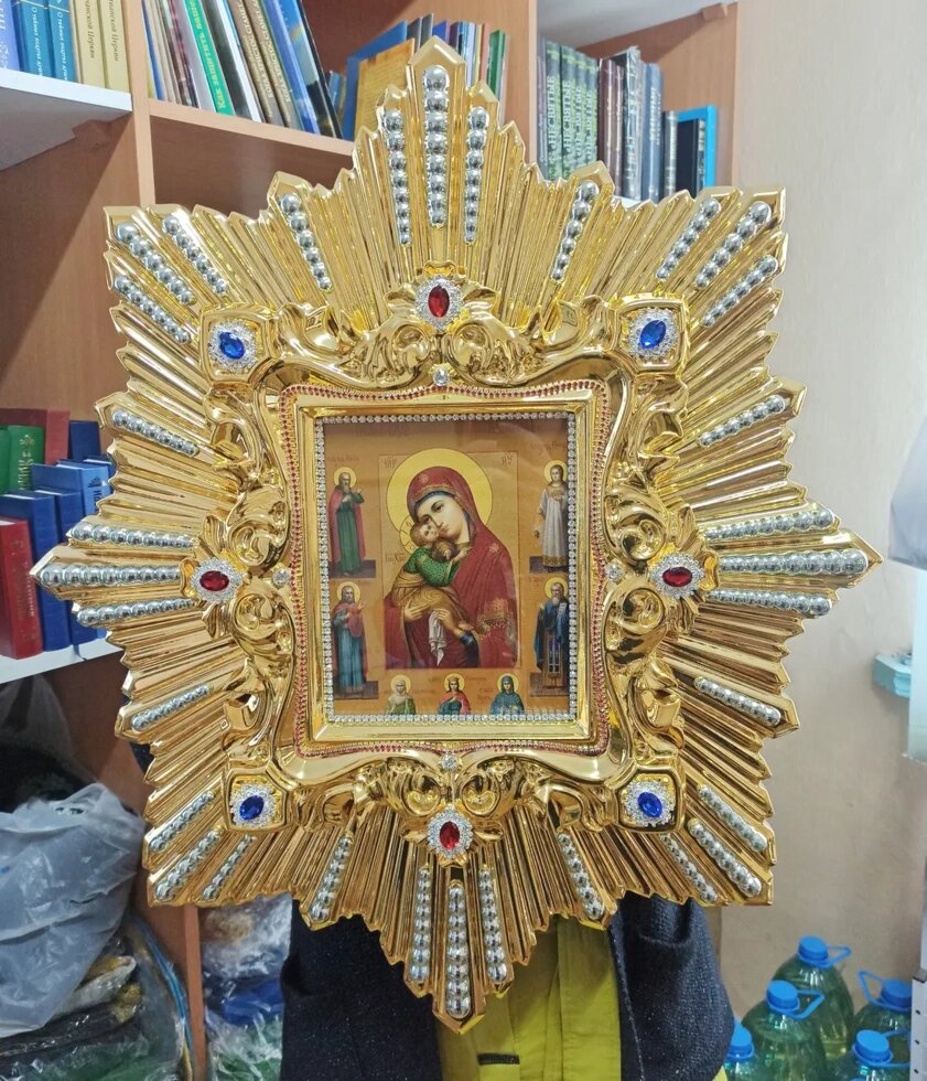 Ікона спускна Божої Матері "Почаївська" велика 65х55см від компанії Церковна крамниця "Покрова" - церковне начиння - фото 1