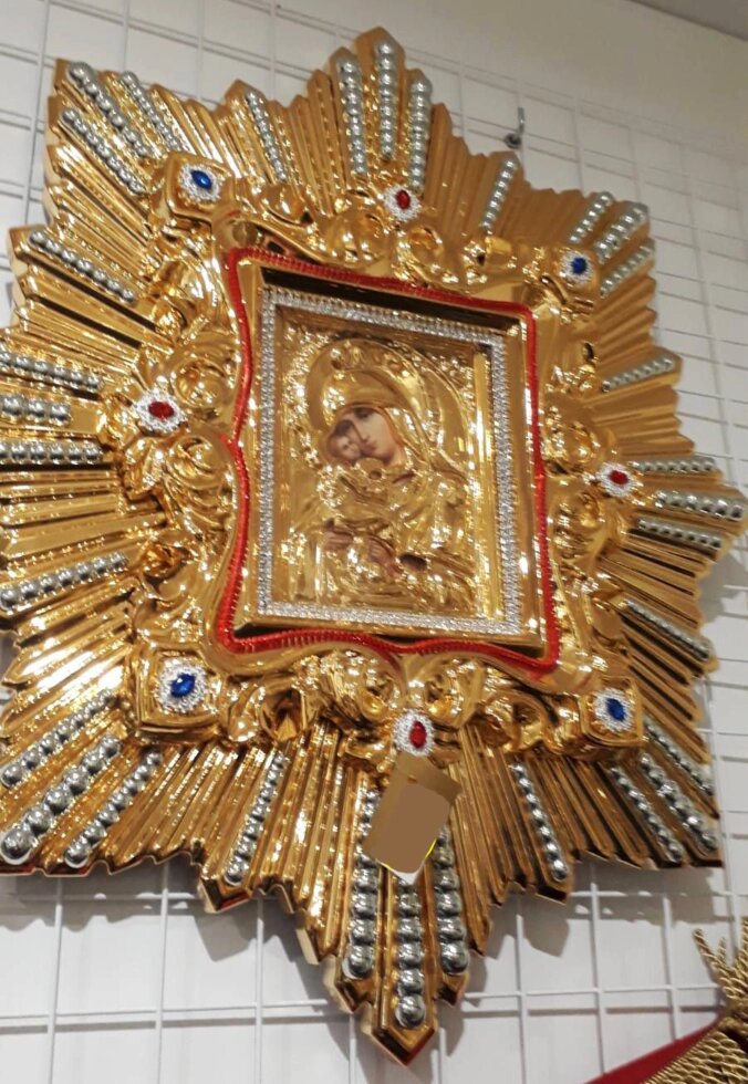 Ікона спускна Пресвятої Богородиці з позолотою велика 65х55см від компанії Церковна крамниця "Покрова" - церковне начиння - фото 1