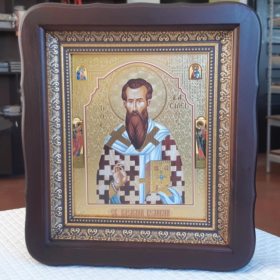 Ікона Св.Васілія Великого в фігурному кіоті, розмір 23 х 26см від компанії Церковна крамниця "Покрова" - церковне начиння - фото 1