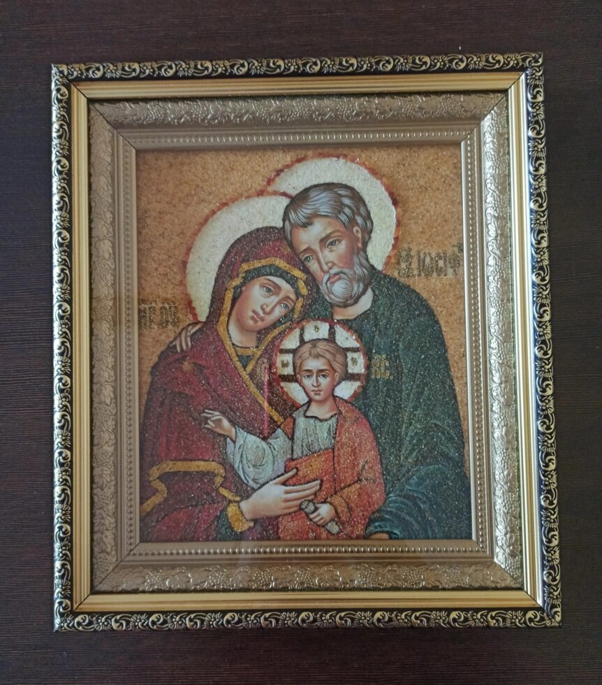 Ікона Святе Сімейство, Свята Сім'я з бурштину 33 * 28cm від компанії Церковна крамниця "Покрова" - церковне начиння - фото 1