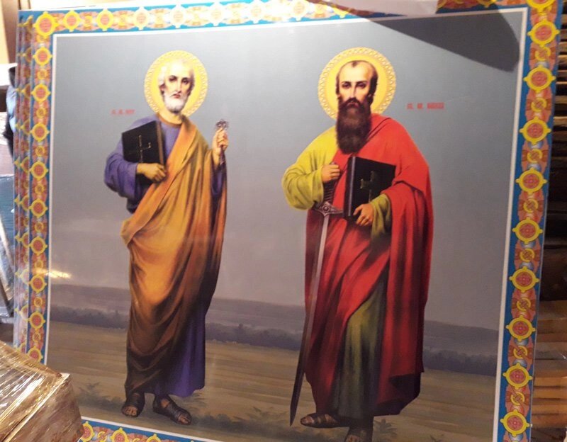 Ікона Святих апостолів Петра І Павла на пвх для храму від компанії Церковна крамниця "Покрова" - церковне начиння - фото 1