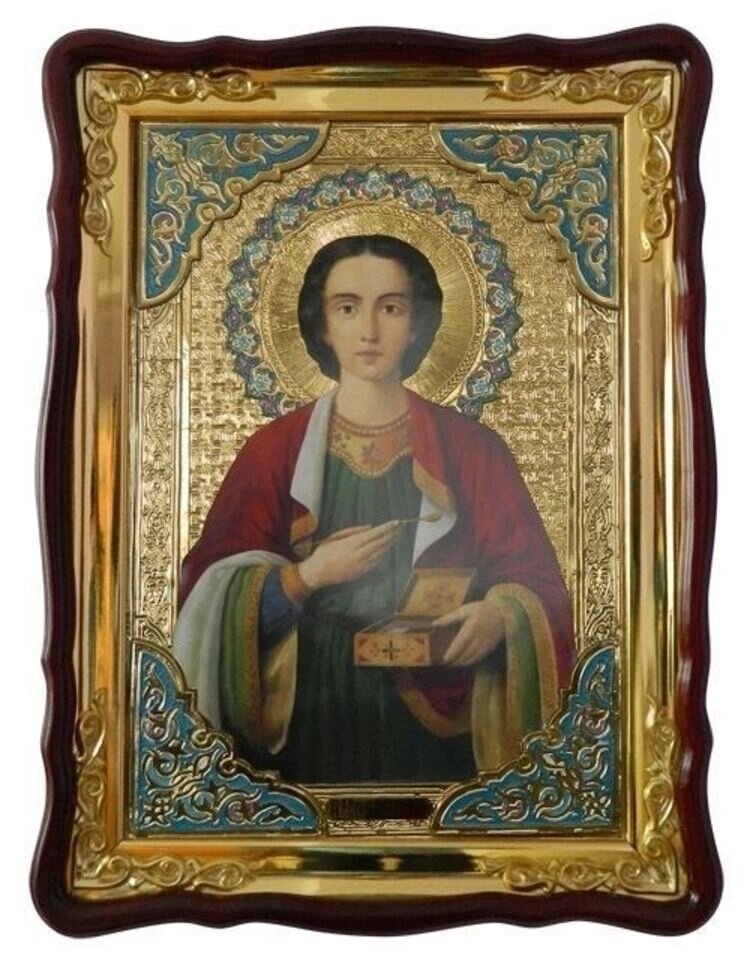 Ікона Святий Пантелеймон Цілитель (з емаллю) від компанії Церковна крамниця "Покрова" - церковне начиння - фото 1