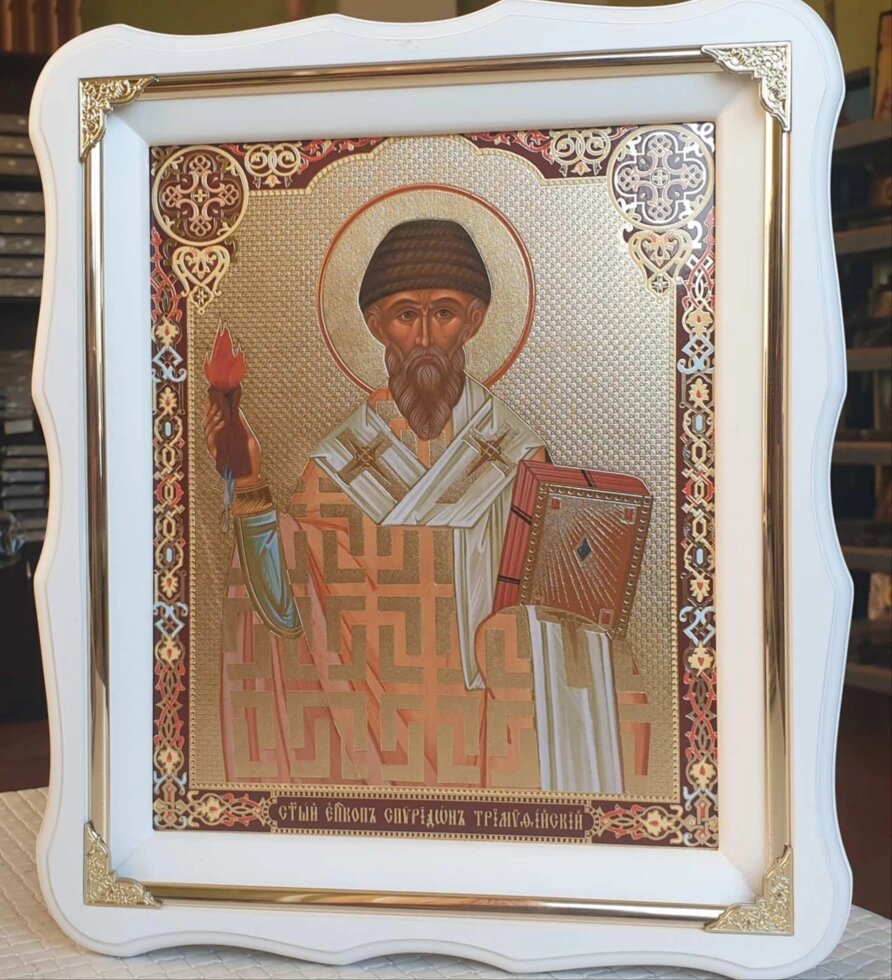 Ікона Святого Спірідона для дому 30х26см від компанії Церковна крамниця "Покрова" - церковне начиння - фото 1