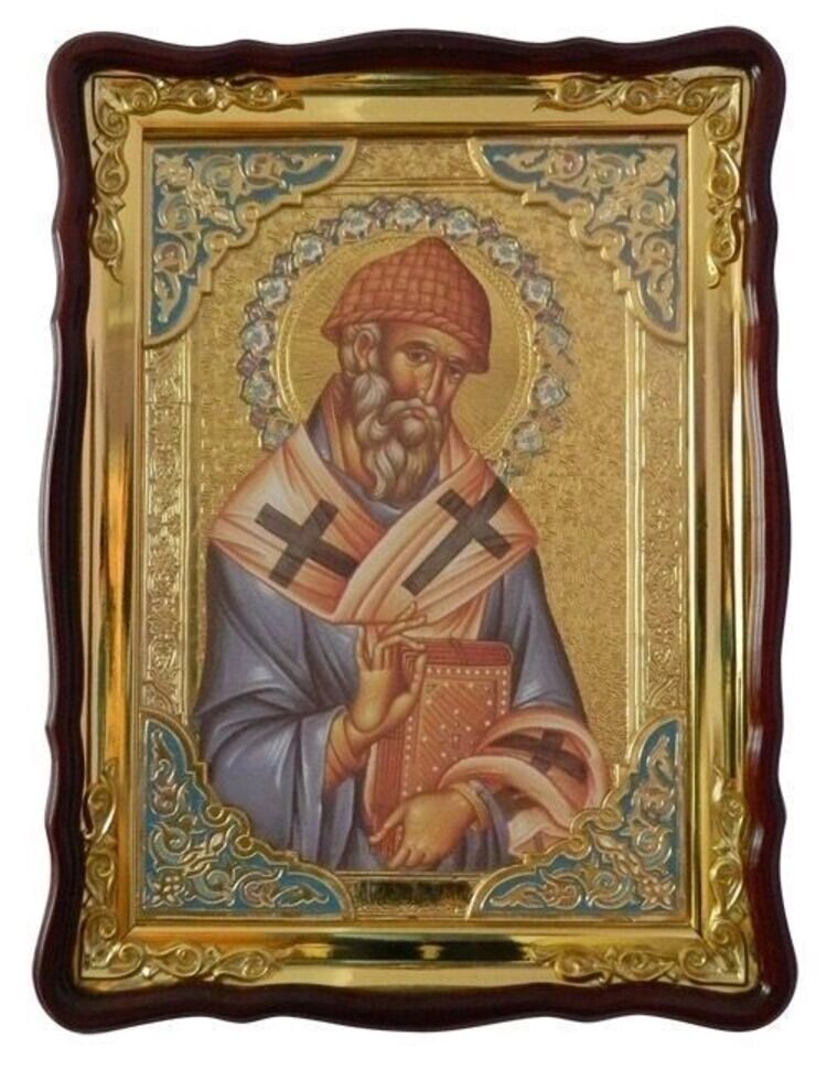 Ікона святого Спиридона Триміфунтського (з емаллю) від компанії Церковна крамниця "Покрова" - церковне начиння - фото 1