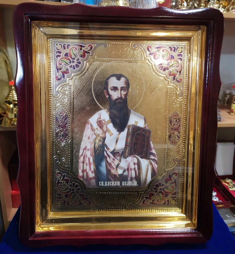 Ікона святого Василія Великого з емаллю 40х35см від компанії Церковна крамниця "Покрова" - церковне начиння - фото 1