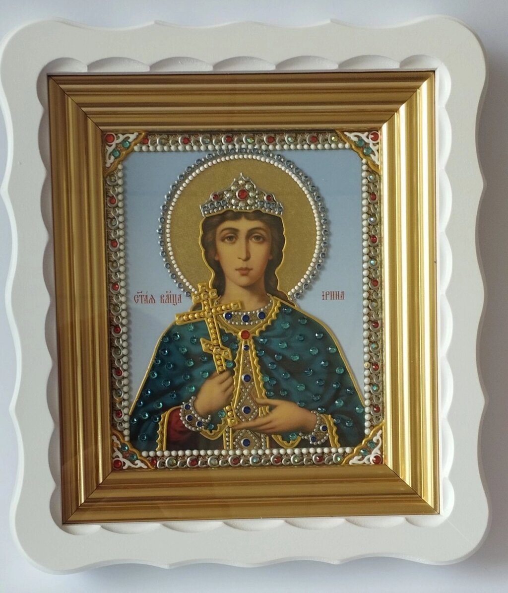 Ікона святої Ірини з декором стразами від компанії Церковна крамниця "Покрова" - церковне начиння - фото 1