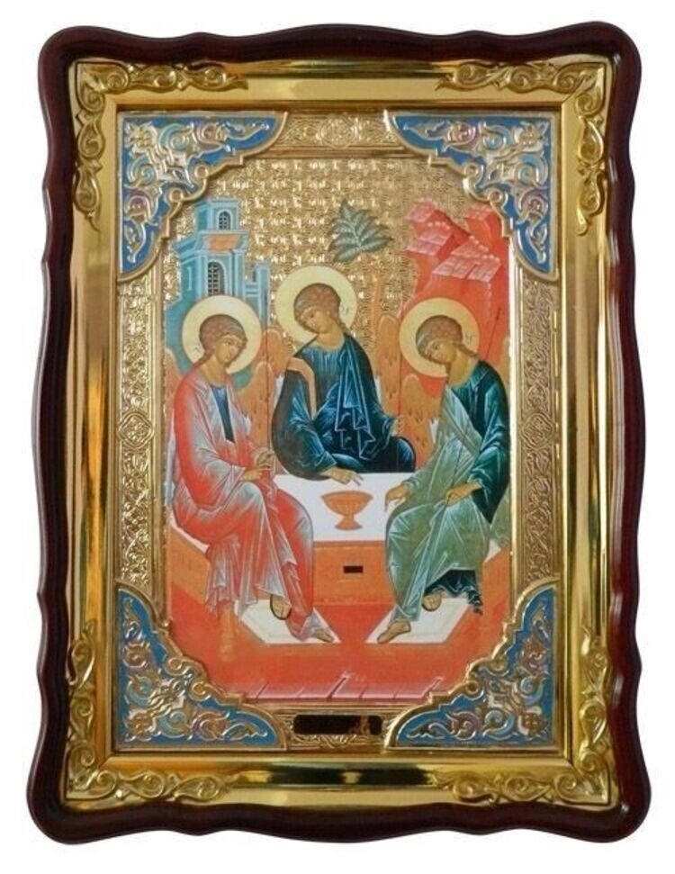 Ікона Святої Трійці для храму (з емаллю) від компанії Церковна крамниця "Покрова" - церковне начиння - фото 1