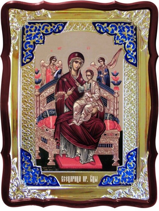 Ікона в крамниці - Всецариця Пресвятої Богородиці з емаллю від компанії Церковна крамниця "Покрова" - церковне начиння - фото 1