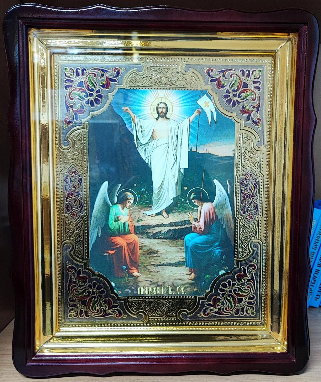 Ікона Воскресіння Христове з емаллю від компанії Церковна крамниця "Покрова" - церковне начиння - фото 1