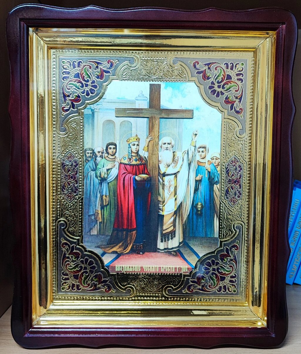 Ікона Воздвиження Хреста Господнього з емаллю від компанії Церковна крамниця "Покрова" - церковне начиння - фото 1