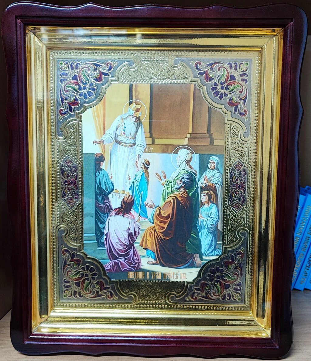 Ікона Введення в храм Пресвятої Богородиці з емаллю від компанії Церковна крамниця "Покрова" - церковне начиння - фото 1