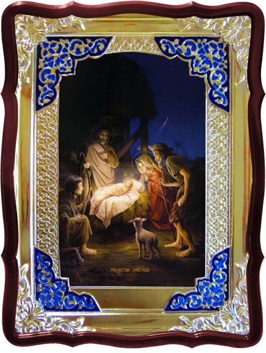 Ікона з емаллю для православного храму Різдво Христове від компанії Церковна крамниця "Покрова" - церковне начиння - фото 1