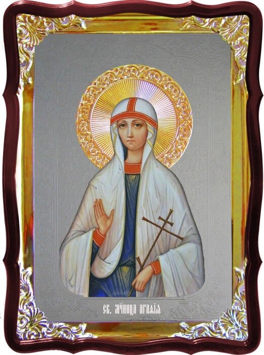 Ікона з фоном під срібло Свята Агафія від компанії Церковна крамниця "Покрова" - церковне начиння - фото 1
