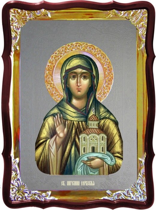 Ікона з фоном під срібло Свята Ангеліна Сербська від компанії Церковна крамниця "Покрова" - церковне начиння - фото 1