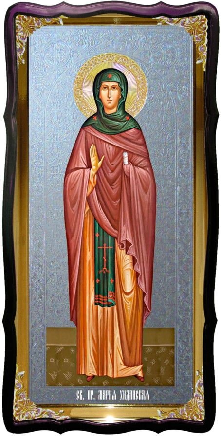Ікона з фоном під срібло Свята Марія хіданська в православному магазині від компанії Церковна крамниця "Покрова" - церковне начиння - фото 1