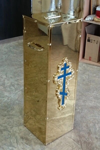 Карнавка напольна з булату з хрестом 25х25см від компанії Церковна крамниця "Покрова" - церковне начиння - фото 1