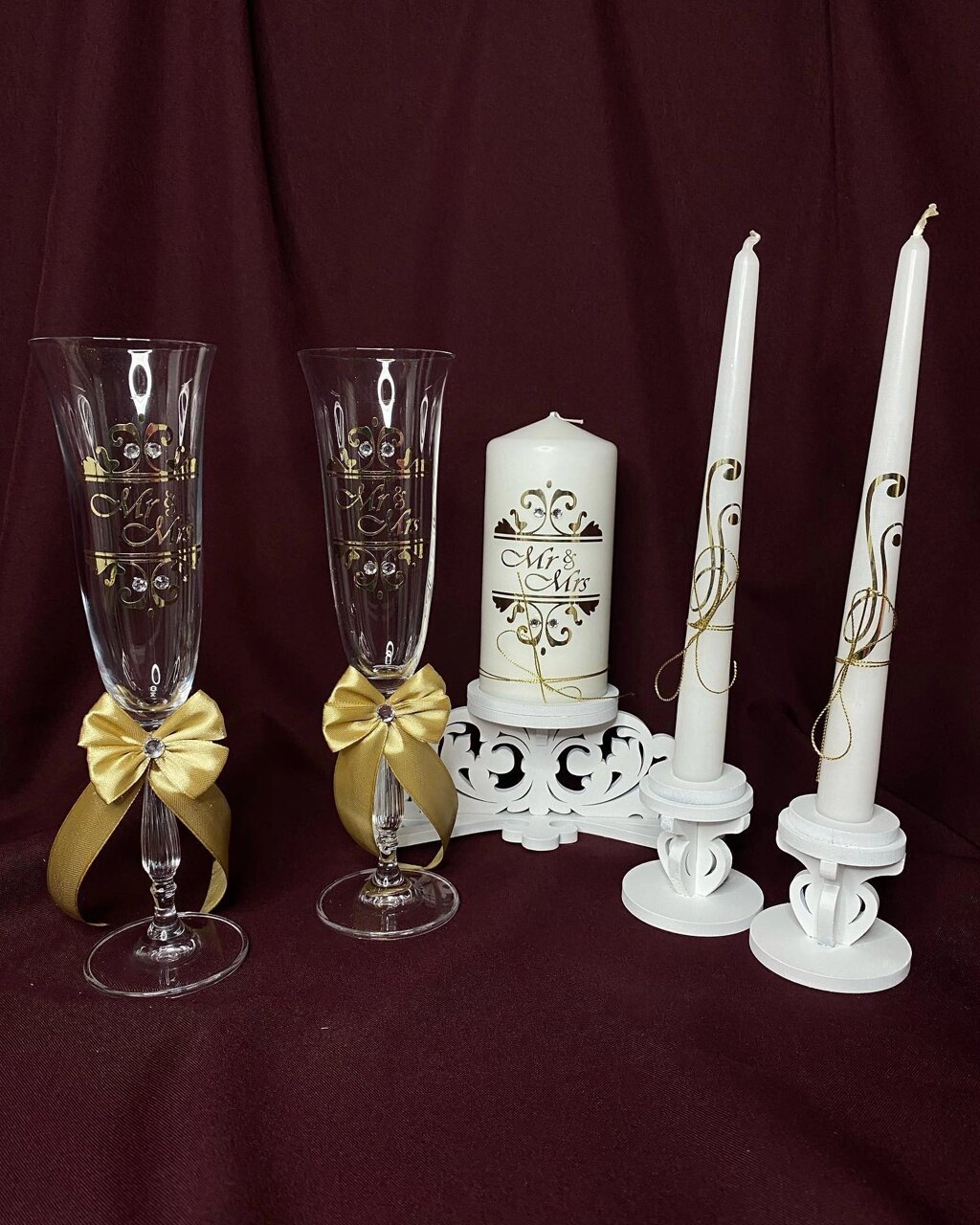 Келихи, свічки та підставка у комплекті від компанії Церковна крамниця "Покрова" - церковне начиння - фото 1