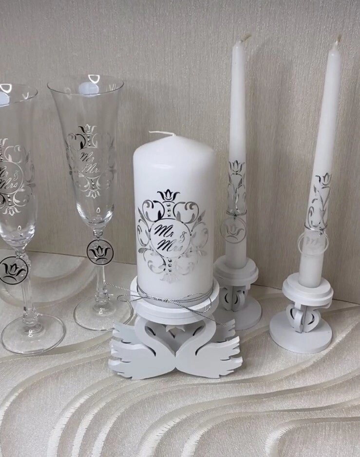 Комплект бокалів + підставки + свічки від компанії Церковна крамниця "Покрова" - церковне начиння - фото 1