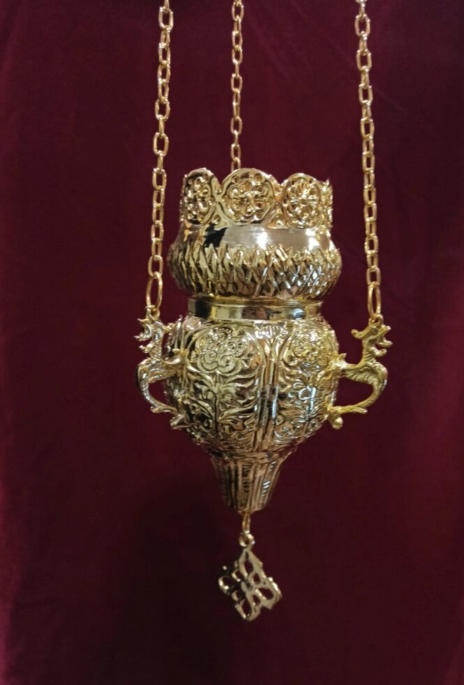 Лампада підвісна з позолоченням для капличок (Греція) від компанії Церковна крамниця "Покрова" - церковне начиння - фото 1