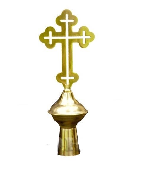 Наконечник на хоругви латуні з хрестом від компанії Церковна крамниця "Покрова" - церковне начиння - фото 1