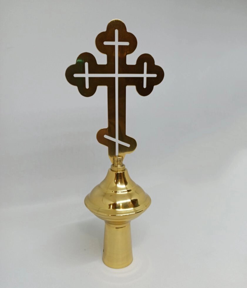 Наконечник на хоругви з хрестом латуні від компанії Церковна крамниця "Покрова" - церковне начиння - фото 1