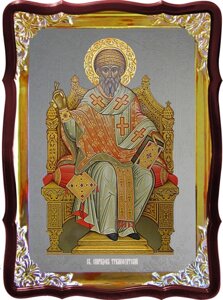 Церковна ікона Спиридона Тріміфунтського на троні