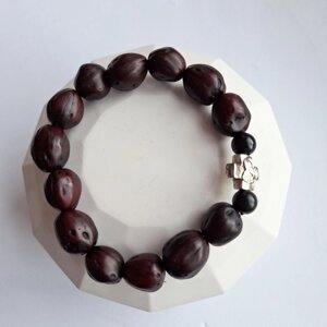Браслет з мускатного горіха коричневий, діаметр 7 см