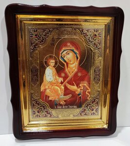 Ікона Богородиці «Троєручиця» з емаллю 40*35см