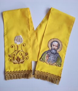 Закладка в Євангеліє з вишивкою габардин (жовта)