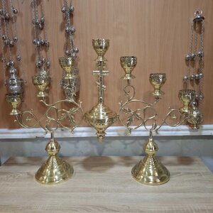 Семісвічник напрестольний з латуні