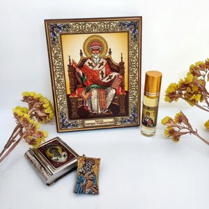 Ікона, Миро, ладанка з філахтою і скринька із зображенням Св. Спиридона