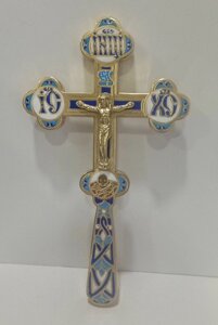 Хрест з металу требний з емалевим розписом (малий)