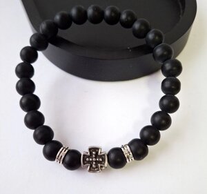 Грецький Браслет із матового каменю шунгіт діаметр 7 см