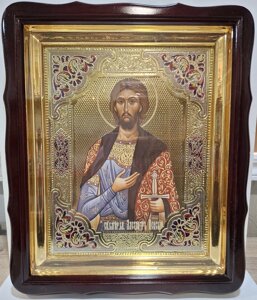 Ікона Олександра Невського із вставками емалі 40х35см