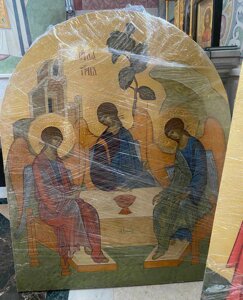 Ікона рукописна з позолотою Свята Трійця 117х96.5см