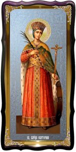 Ікона з фоном під срібло Свята Катерина в церковній лавці
