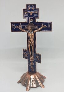 Хрест розп'яття з металу и емаллю в декорі 13 * 25см